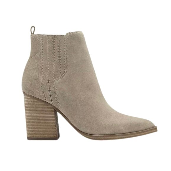 MARC FISHER MATTER Women's Block Heel Pointed Toe Booties Dark Natural Size 10 - Picture 2 of 5